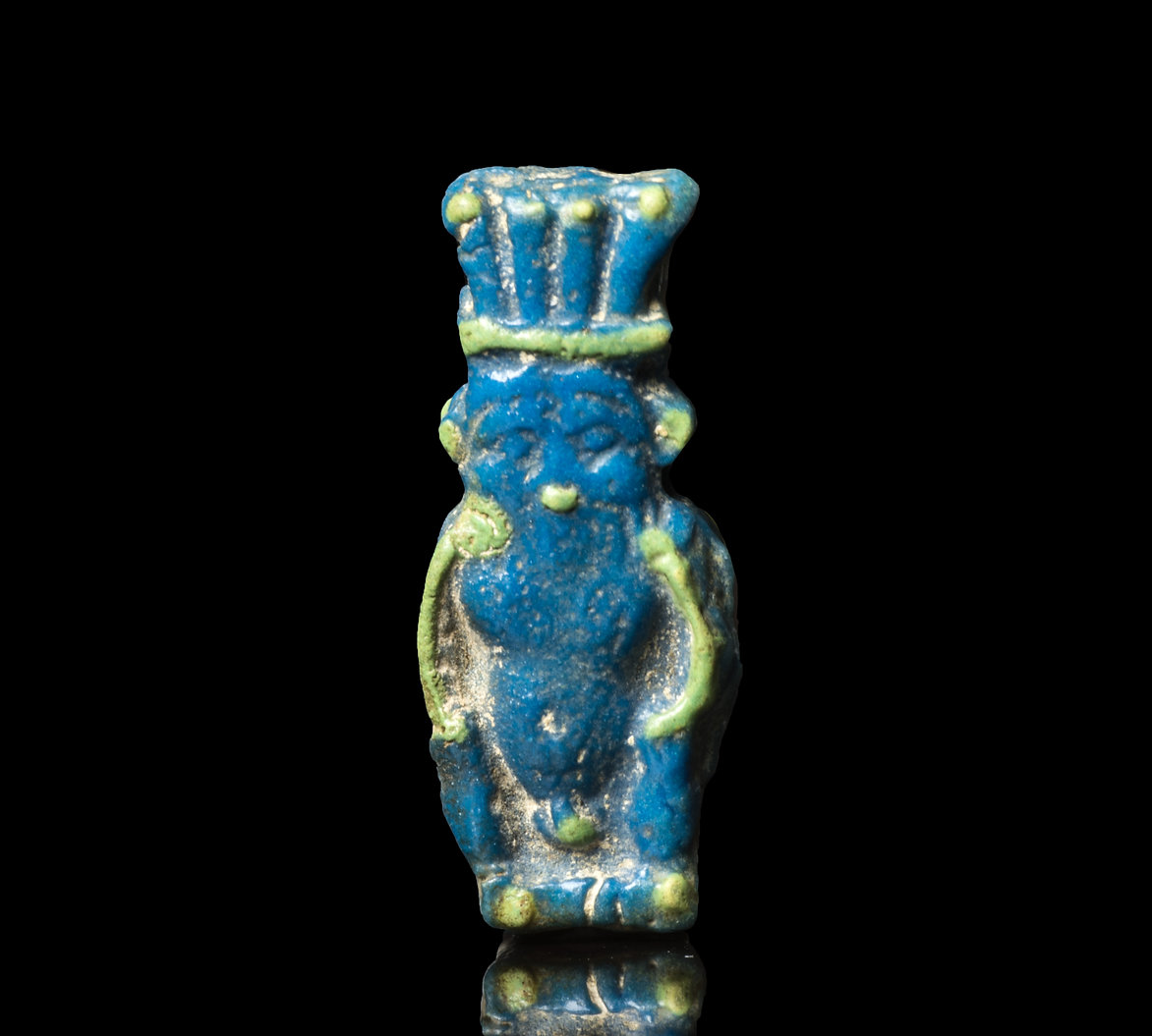 Ancient Egyptian Polychrome Amulet of the god Bes - Image 2